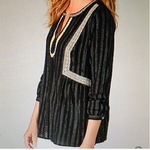 J Jill Black Peasant Top
